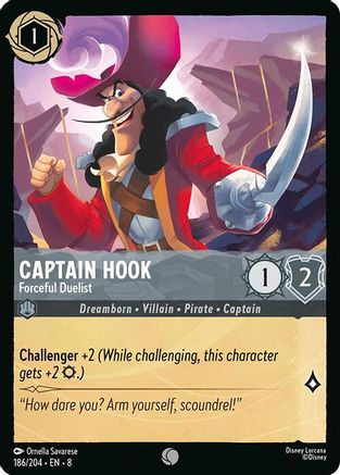 Captain Hook - Forceful Duelist (186/204) - Reign of Jafar Cold Foil
