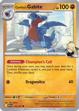 Cynthia's Gabite 110 - ME Ascended Heroes Reverse Holofoil