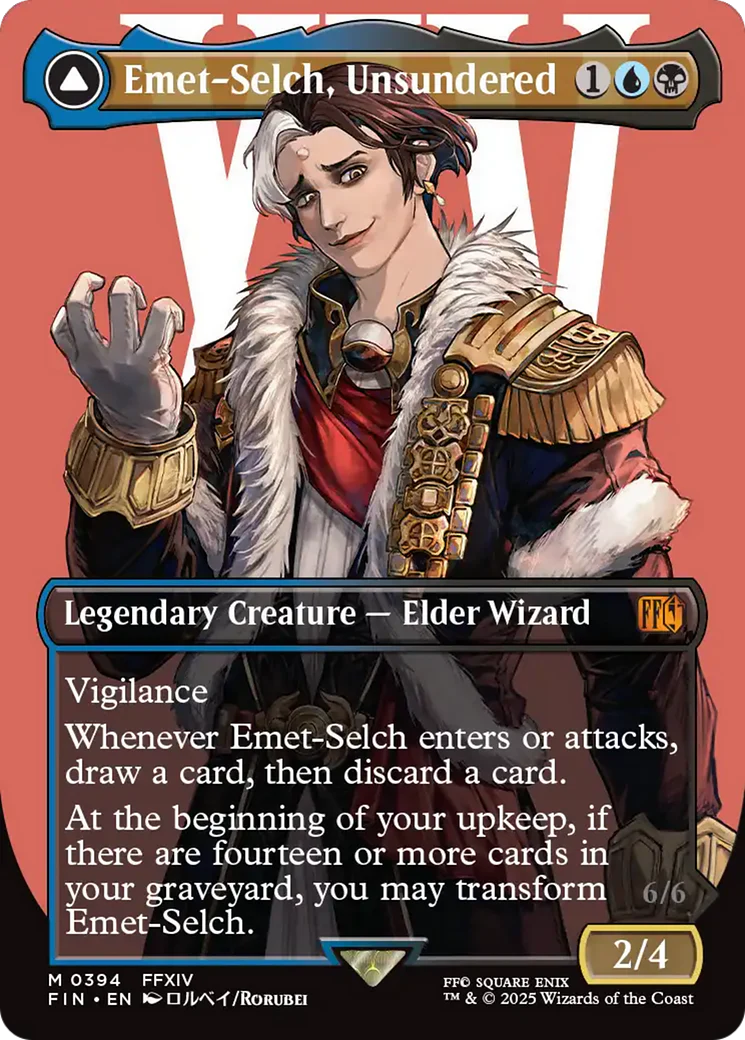 Emet-Selch, Unsundered // Hades, Sorcerer of Eld (FIN-394) - FINAL FANTASY (Borderless) Foil - Image 4