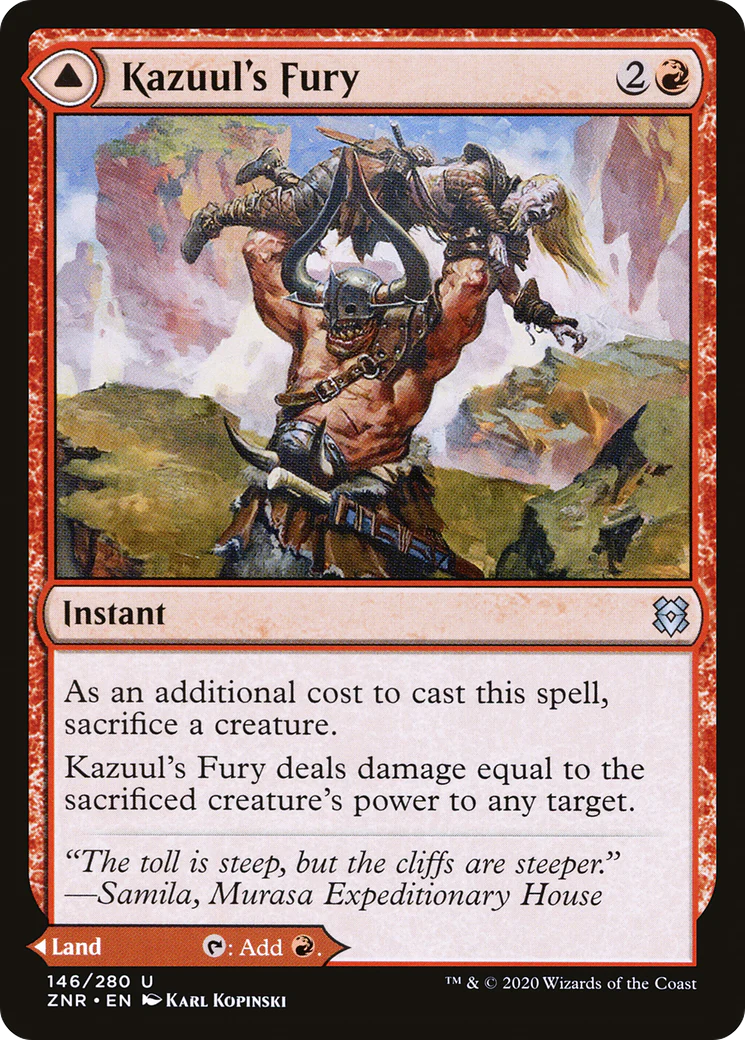 Kazuul's Fury // Kazuul's Cliffs (ZNR-146) - Zendikar Rising Foil - Image 4