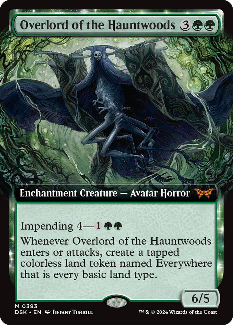Overlord of the Hauntwoods (DSK-383) - Duskmourn: House of Horror: (Extended Art, enchantment) Foil