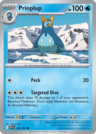 Prinplup 28 - ME02 Phantasmal Flames Reverse Holofoil