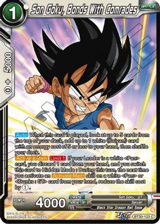 Son Goku, Bonds With Comrades (BT30-123) - Three Glorious Fighters