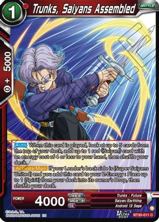 Trunks, Saiyans Assembled (BT30-011) - Three Glorious Fighters
